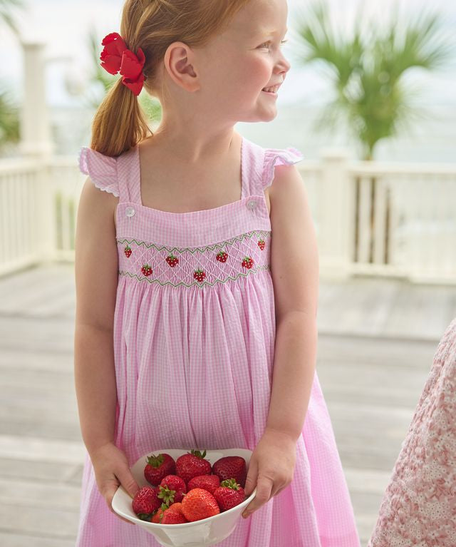 Smocked Lizzy D Dress- Strawberries
