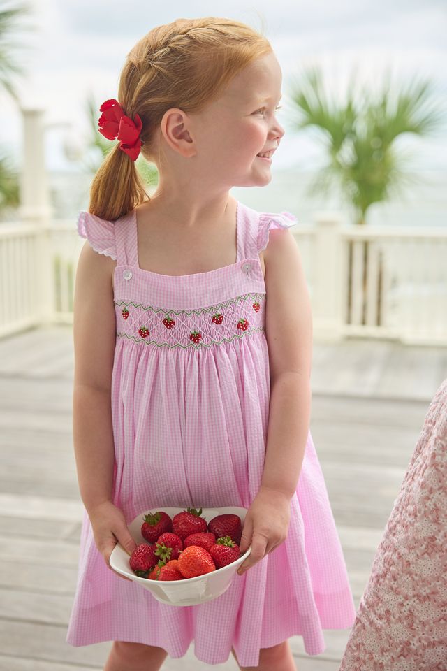 Smocked Lizzy D Dress- Strawberries