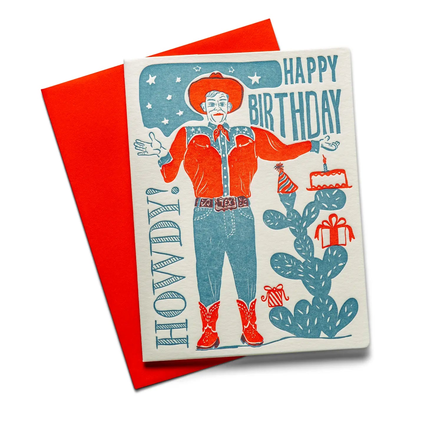 Letterpress Big Tex Birthday Greeting Card