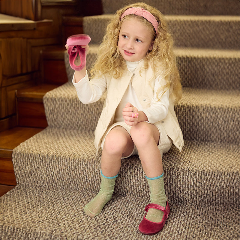 Classic Velvet Mary Janes in Pink