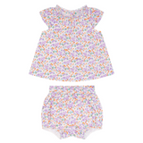 Minnow Baby Girls Orchid Floral Flutter Sleeve Bloomer Set