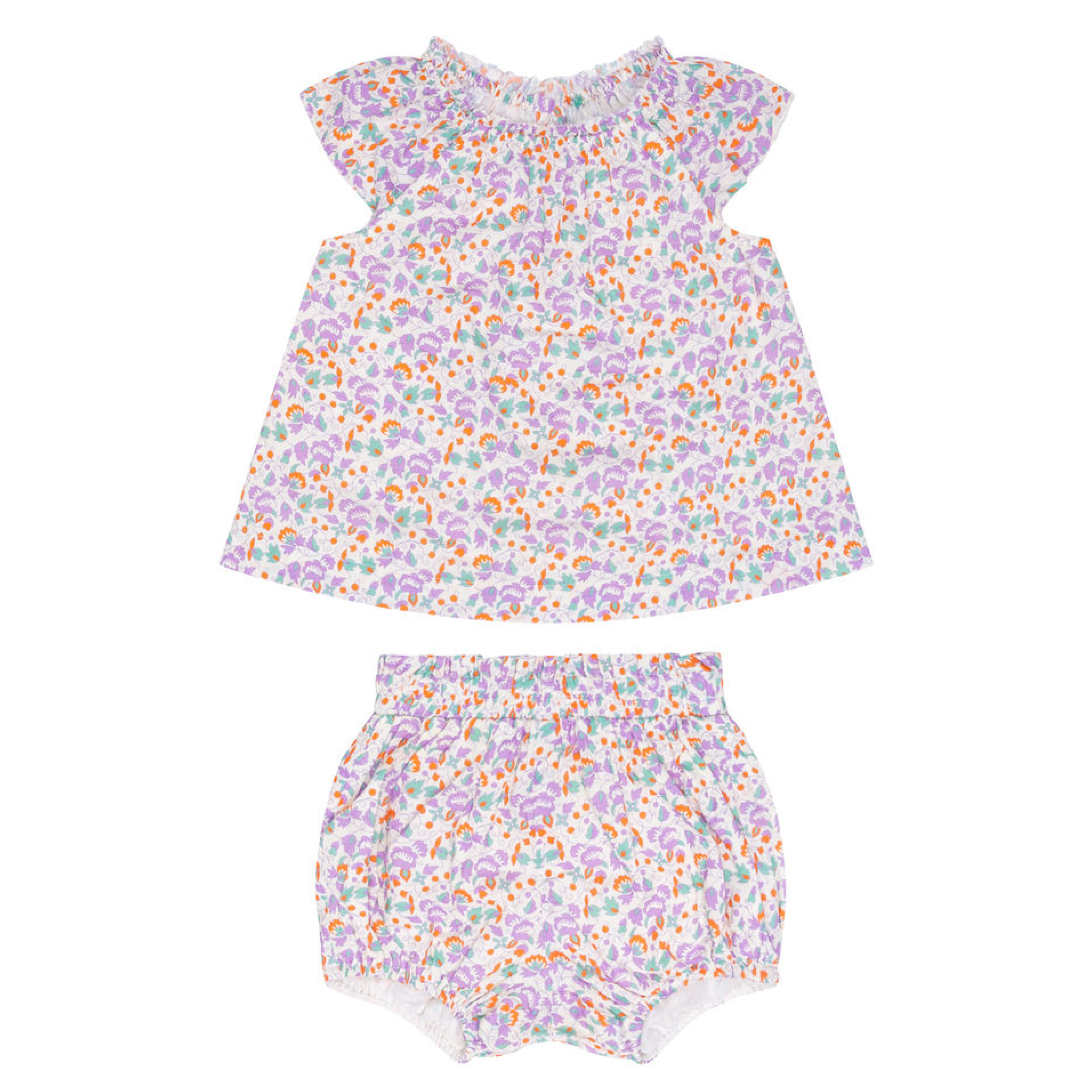 Minnow Baby Girls Orchid Floral Flutter Sleeve Bloomer Set