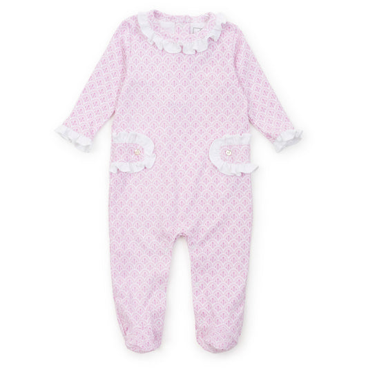 Lila and Hayes Lucy Girls' Romper - Scalloped in Pink