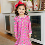 Lila and Hayes Carlin Girls' Dress - Christmas Candy Pink