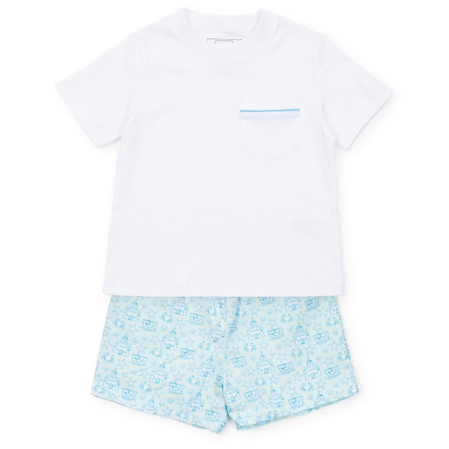 Lila and Hayes Hudson Boys' Short Set - Sandcastles Blue