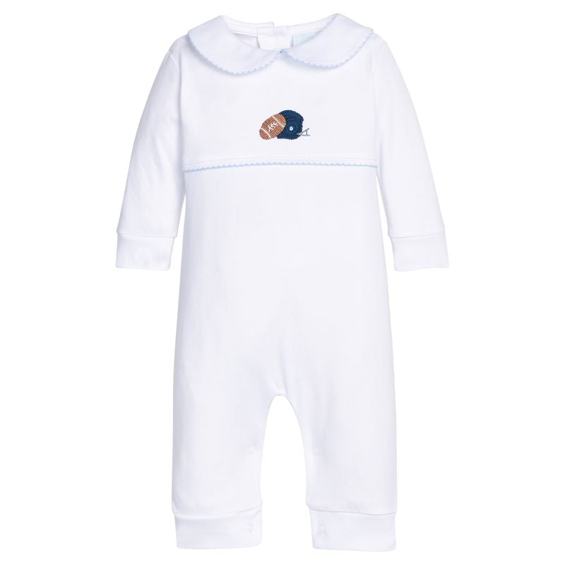 Little English Crochet Playsuit - Football Helmet