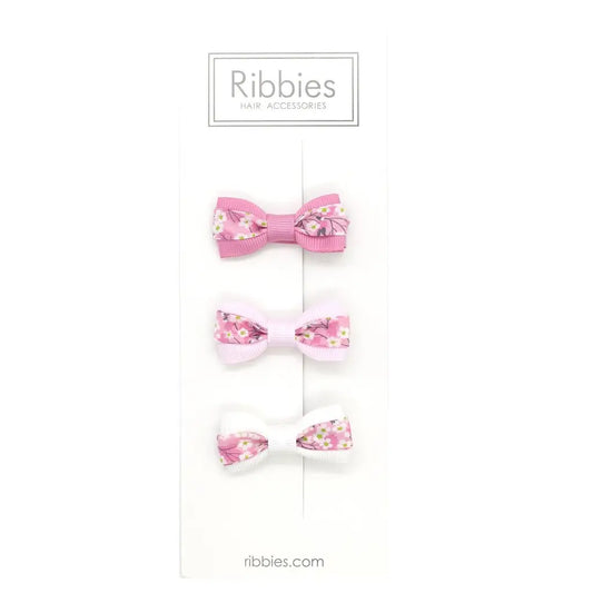 Ribbies Set of 3 Liberty Bows - Mitsi Pink