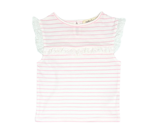 Nella June Eyelet Lace Tank in Pink Heart Stripe