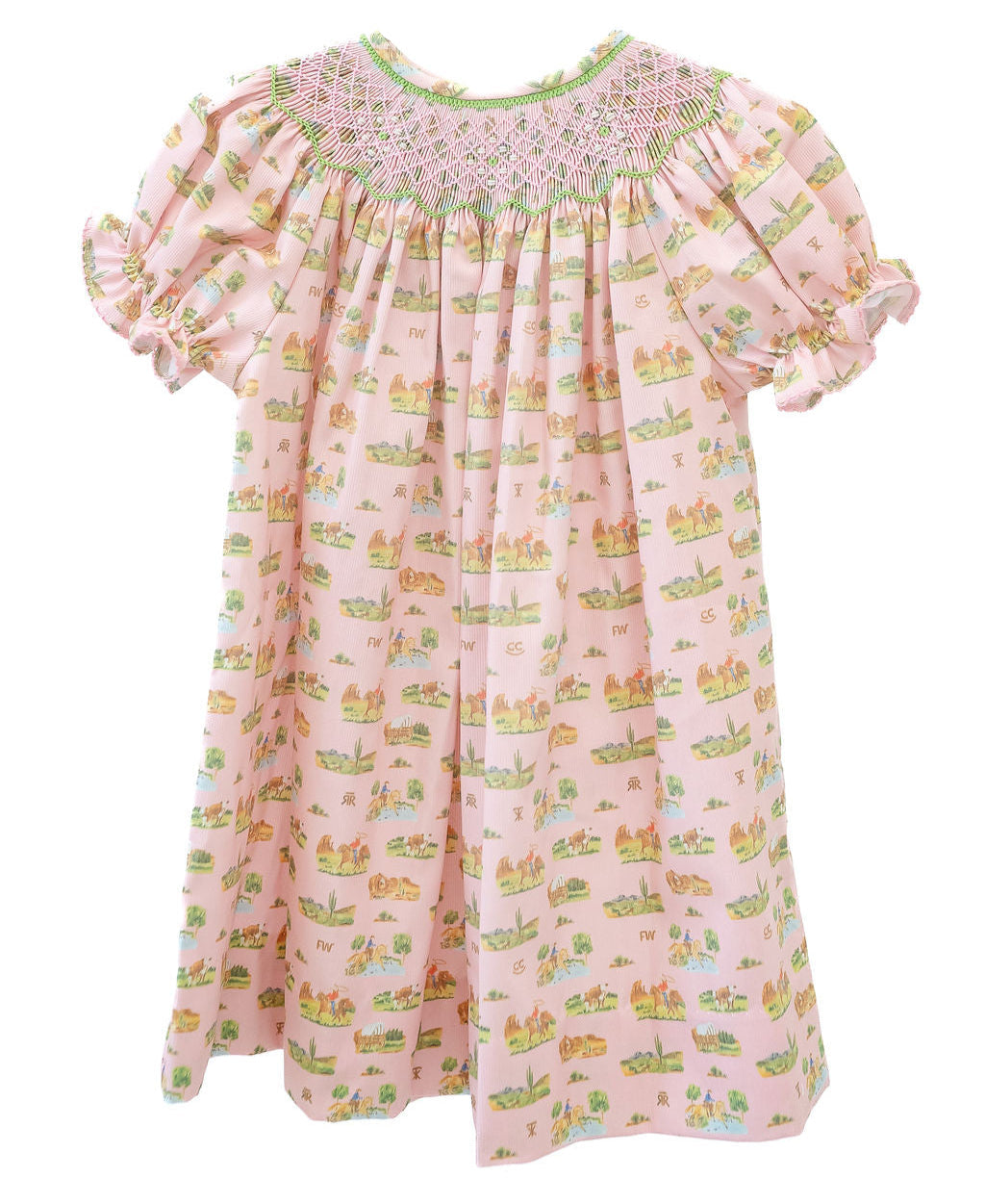 Ruth and Ralph Smocked Cowgirl Toile Helen Dress