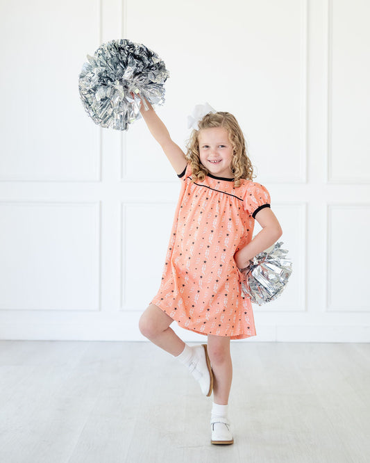 Ruth and Ralph Orange and Black Boots Catherine Dress