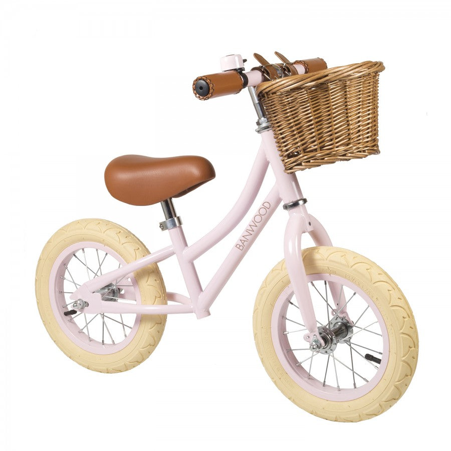 Banwood Bikes First Go! Balance Bike with Wicker Basket - Pink