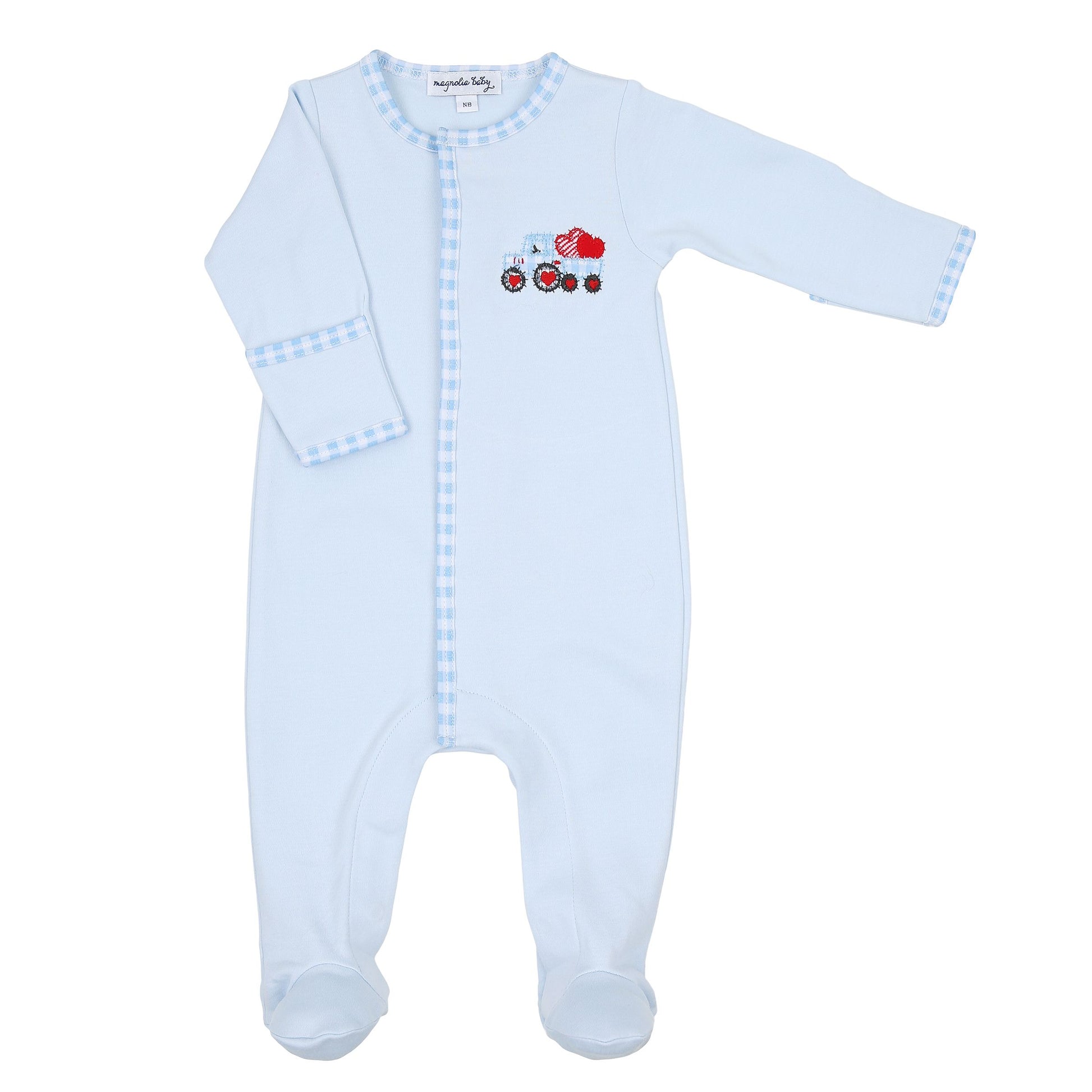 Magnolia Baby Tractor-Full of Love Applique Footie