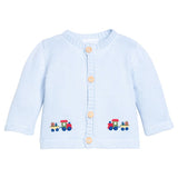 Little English Crochet Cardigan- Holiday Train