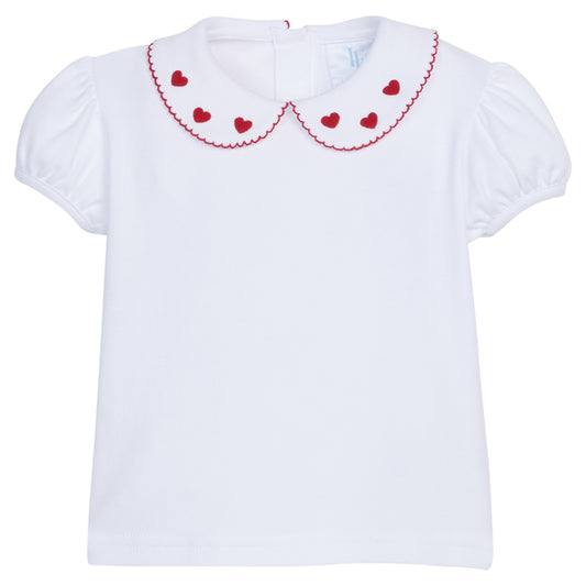 Little English Short Sleeve Pinpoint Blouse - Hearts