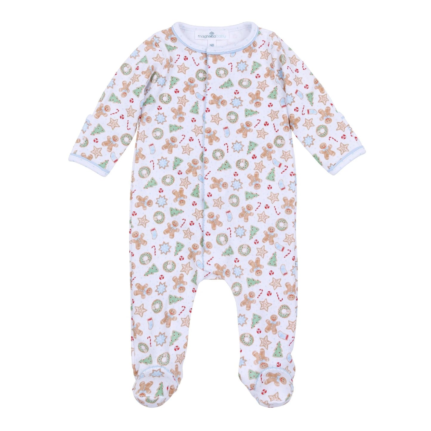 Frosted Wonderland Printed Zipper Footie- Blue