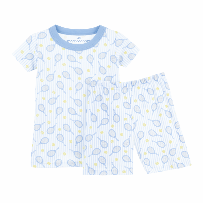 Magnolia Baby Tennis Star Short Pajamas- Light Blue