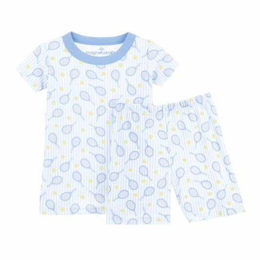 Magnolia Baby Tennis Star Short Pajamas- Light Blue