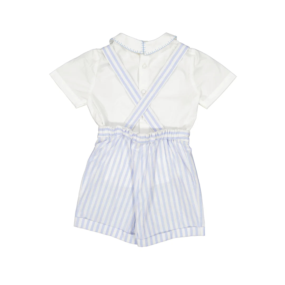 Antionette Paris George Blue Stripe Dungaree and Shirt