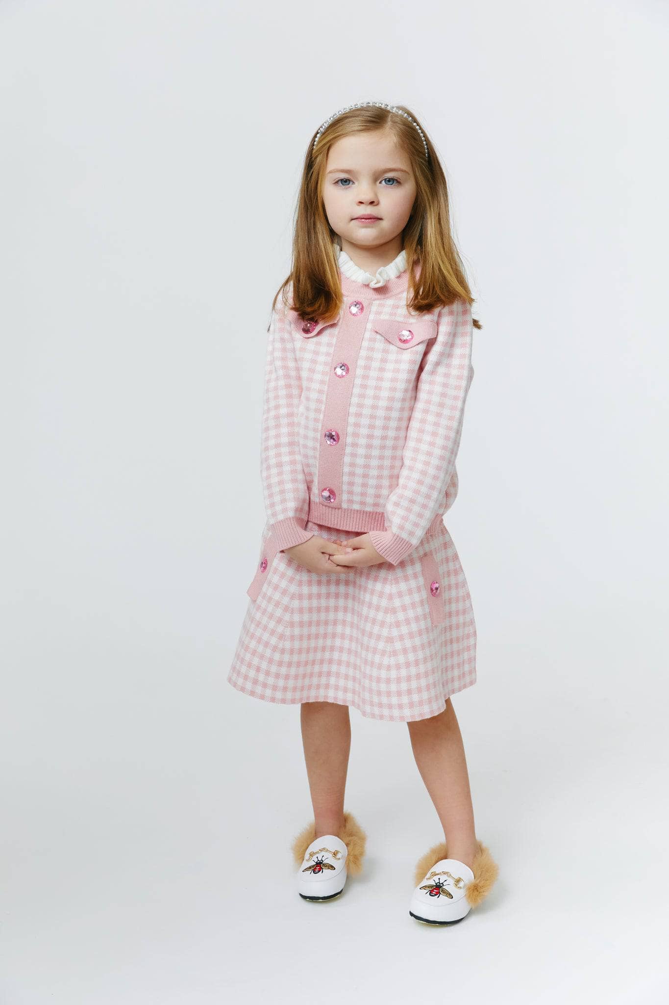 Lola and the Boys Gingham Gem Sweater Set