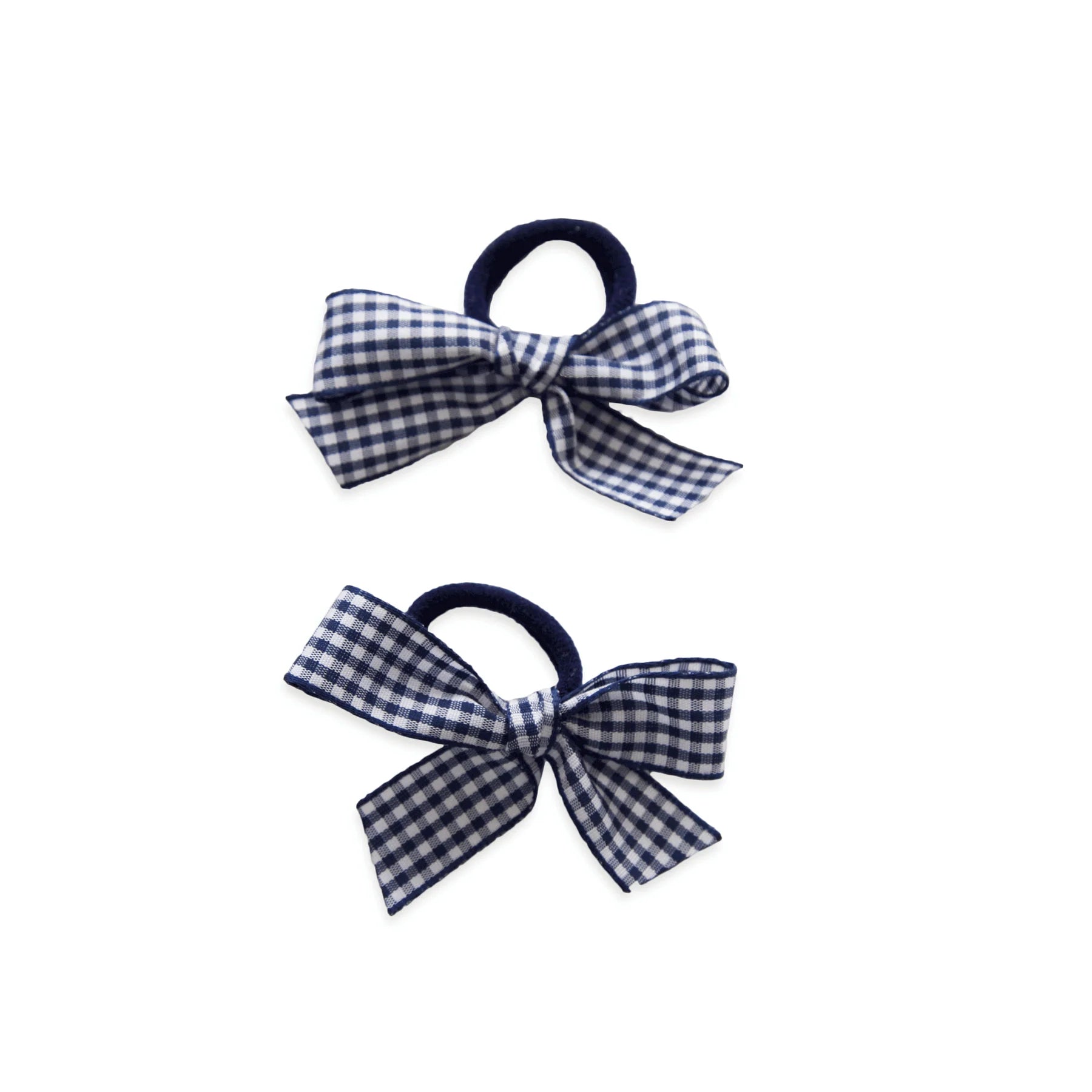 Eva's House Mini Gingham Hair Ties- Navy Blue