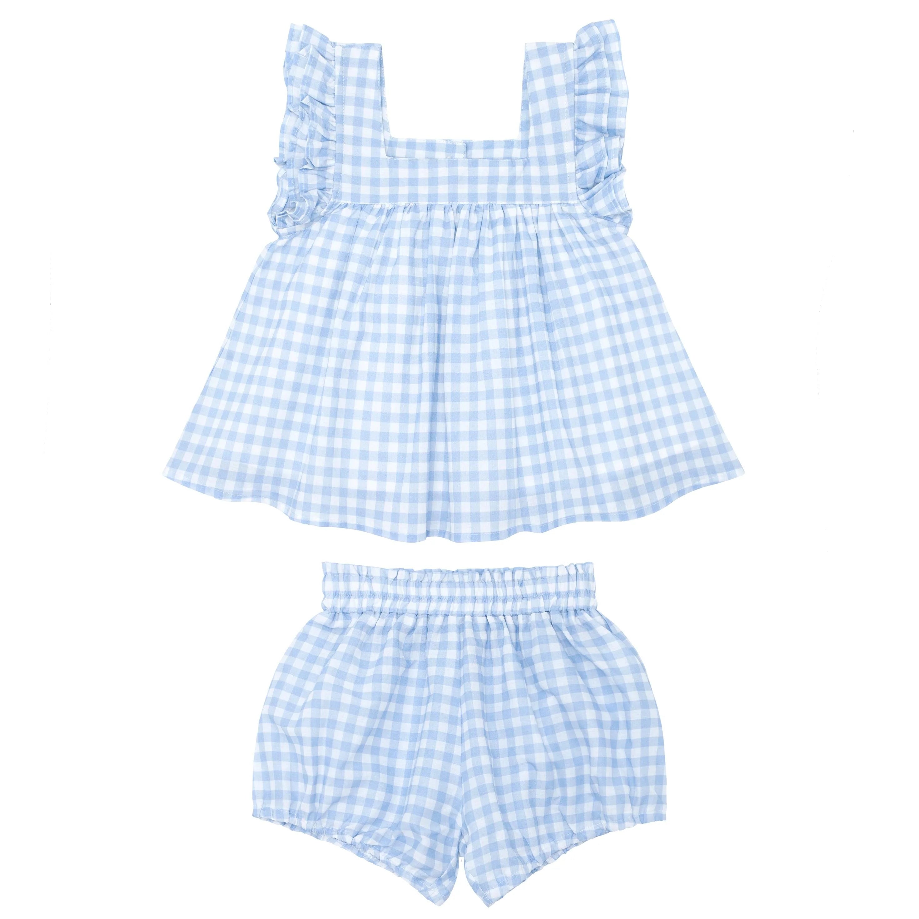 Minnow Oasis Blue Gingham Bloomer Set