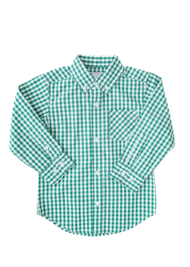 Trey Green Gingham Button Up Shirt