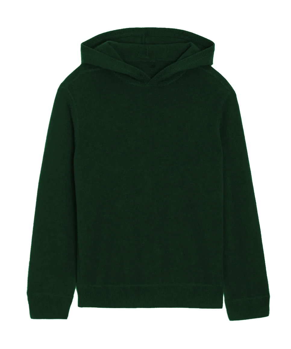 Cadets Cotton Cashmere Knit Hoodie- Bottle Green