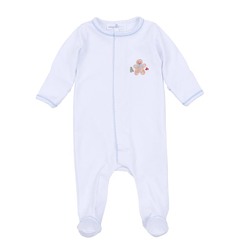 Magnolia Baby Frosted Wonderland Embroidered Footie- Light Blue