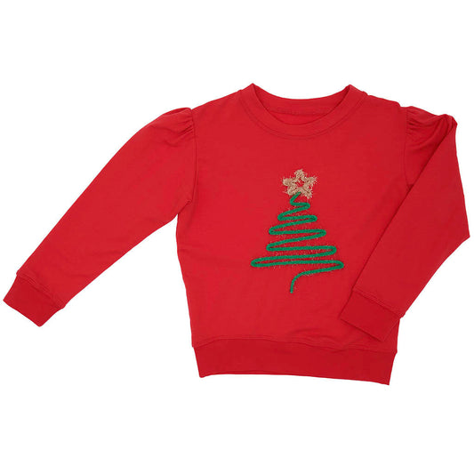 Azarhia Chirstmas Tree Tinsel Red Sweatshirt