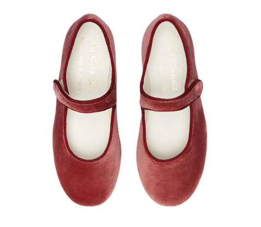Dusty Pink Girl Velvet Mary Janes