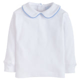 Little English Piped Peter Pan Shirt - Light Blue 