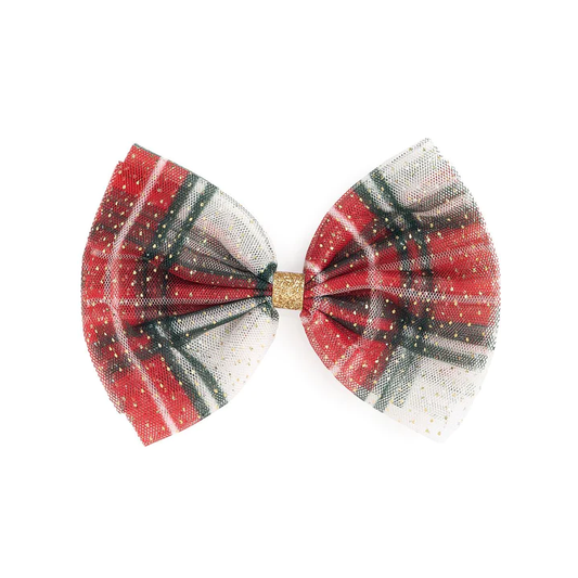 Sweet Wink Christmas Plaid Bow Clip