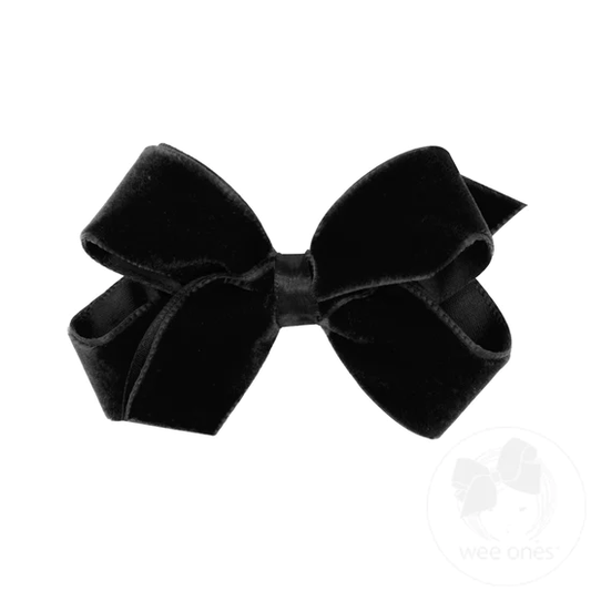Wee Ones Black Mini Satin Lined Velvet Bow