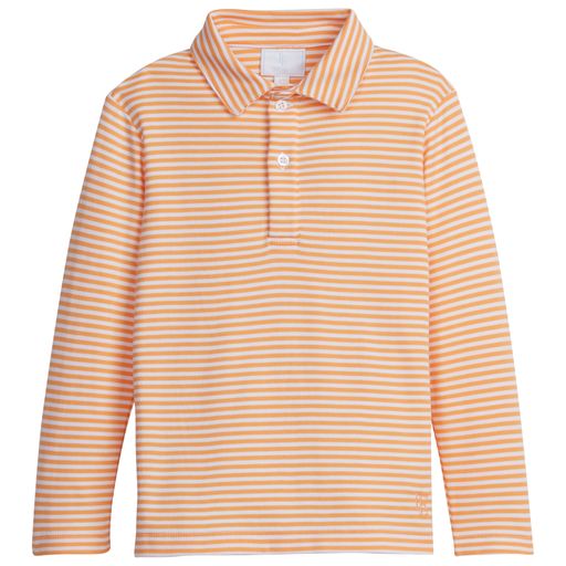 Little English Long Sleeve Striped Polo - Orange