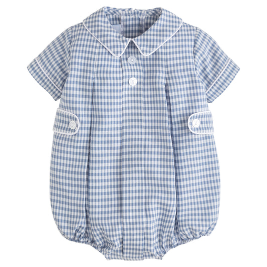 Little English Davant Bubble- Gray Blue Gingham 