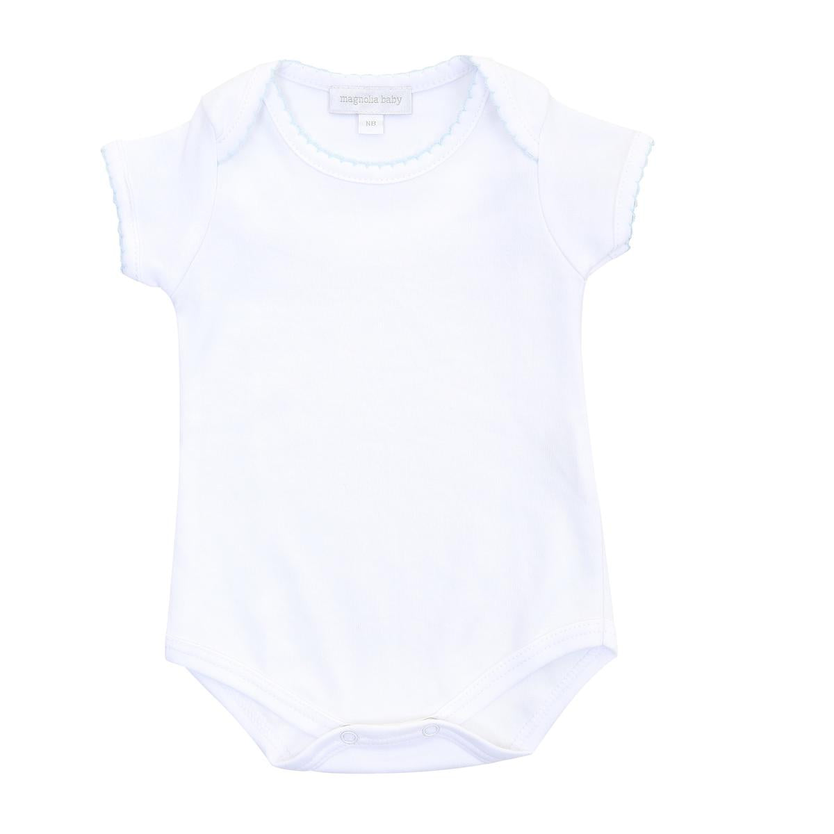 Magnolia Baby Essentials S/S Bodysuit- White with Blue
