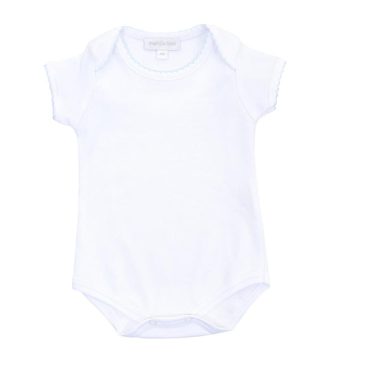 Magnolia Baby Essentials S/S Bodysuit- White with Blue