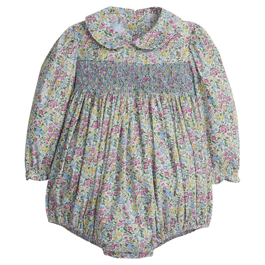 Little English Smocked Charlotte Bubble- Green Gables Floral