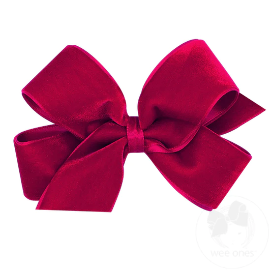 Wee Ones Medium Classic Velvet Bow With Satin Lining-Cardinal