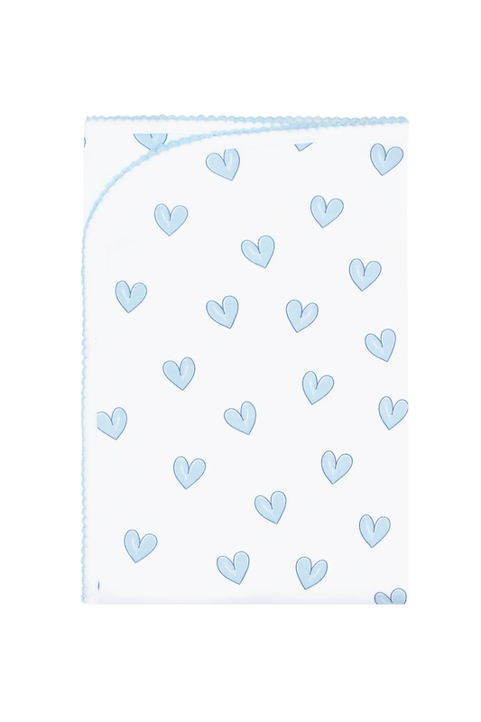 Nellapima Blue Heart Print Blanket- Blue