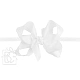 Medium Satin Bow on Baby Headband - White