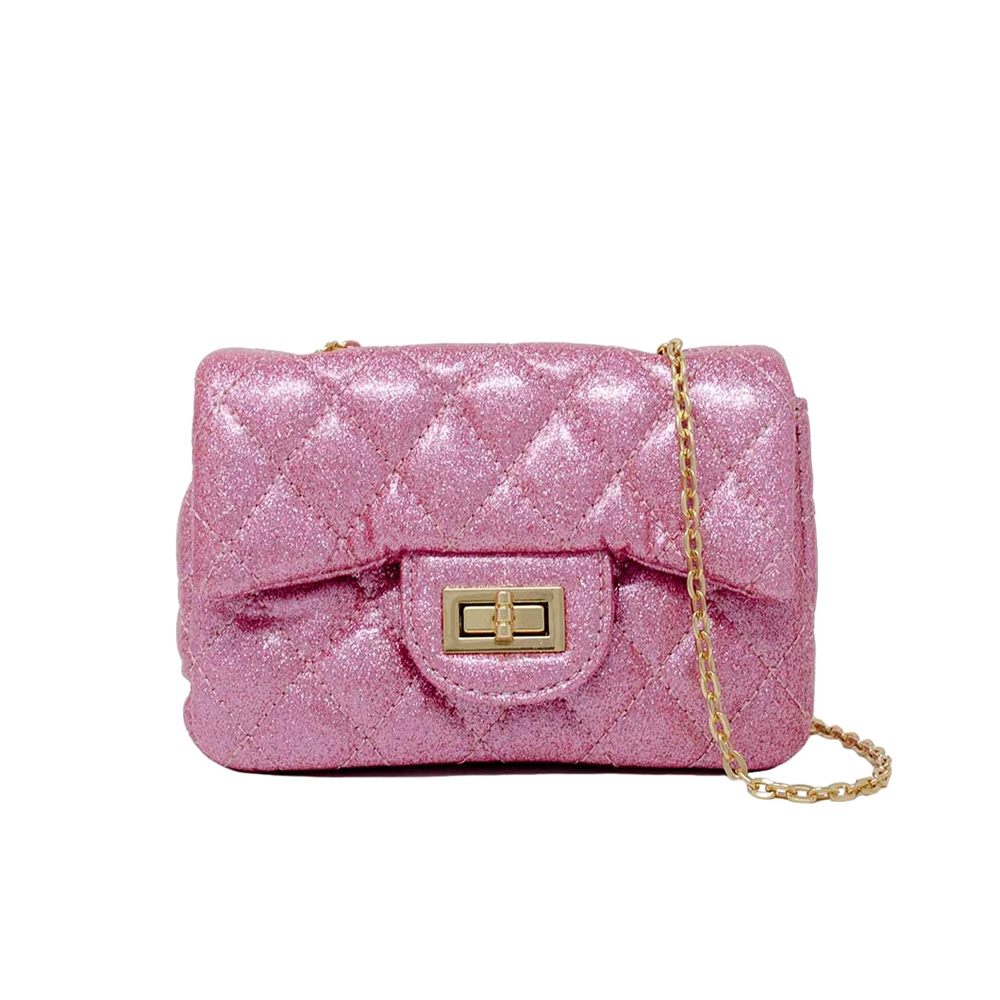 Classic Quilted Sparkle Mini Bag - Pink