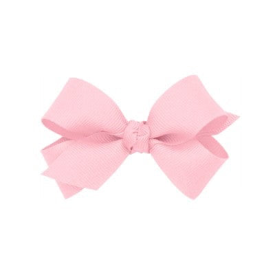 Mini Grosgrain Hair Bow with Center Knot - Light Pink