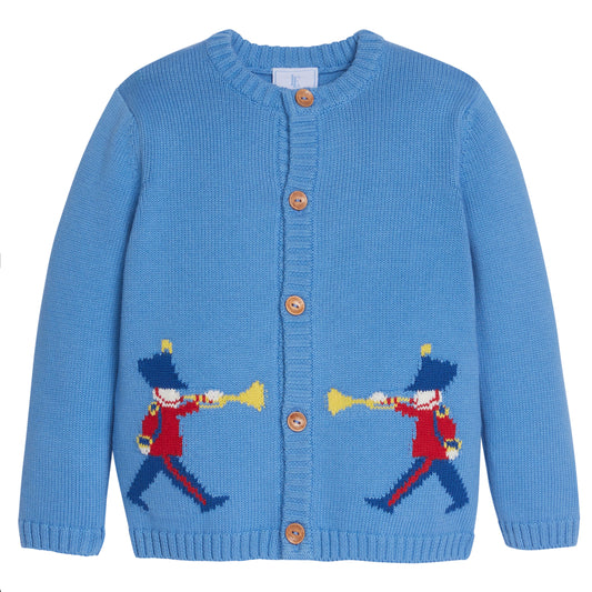 Little English Intarsia Cardigan- Toy Soldier