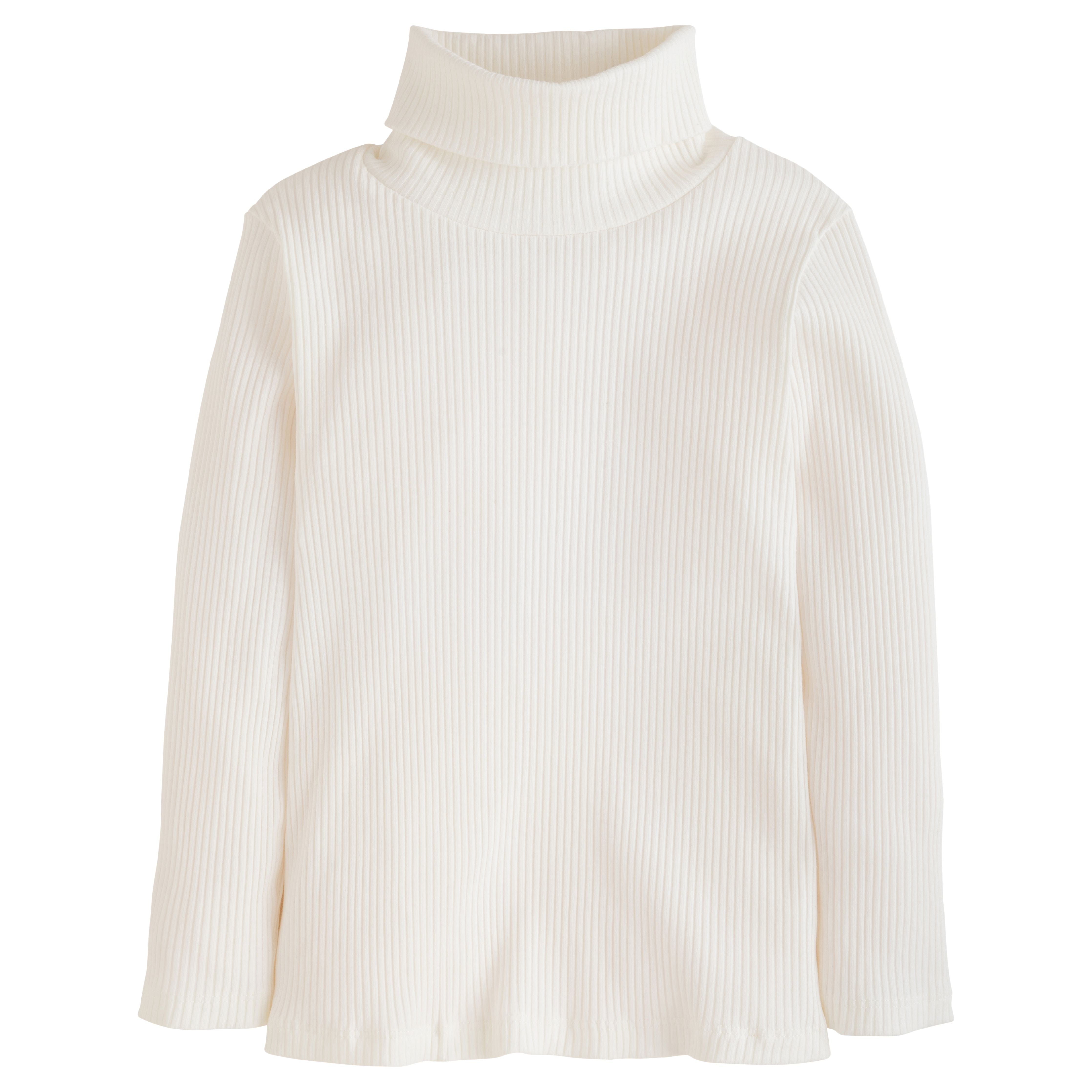 Little English Solid Rib Turtleneck - Ivory