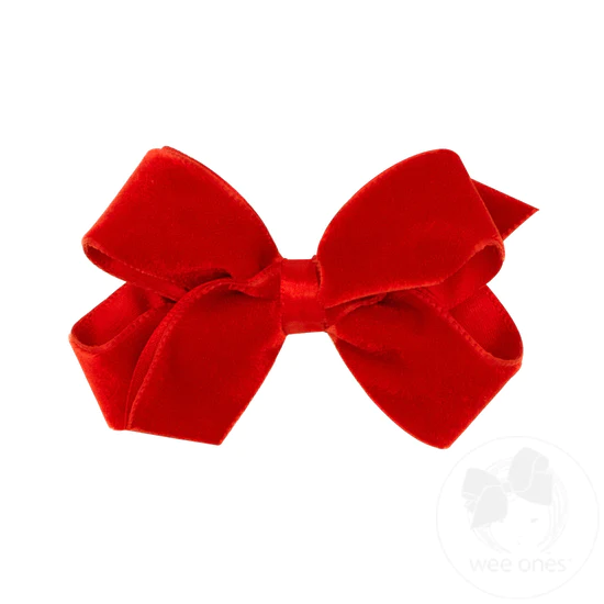 Wee Ones Red Mini Satin Lined Velvet Bow