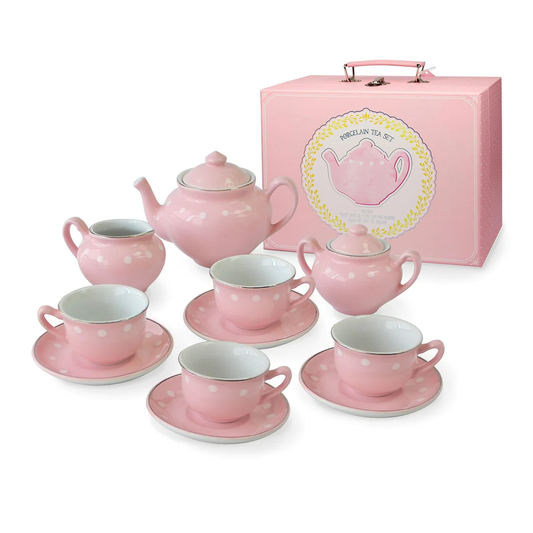 Bight Stripes Pink Porcelain Tea Set