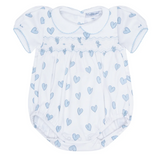 Nellapima Heart Print Smocked Bubble-Blue