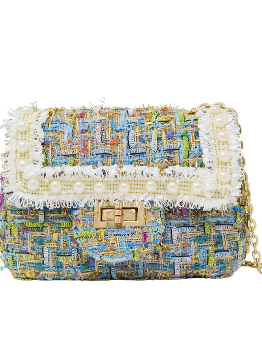 Classic Tweed Pearl Handbag for Children