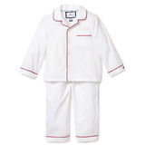 Petite Plume White Pajamas with Red Piping